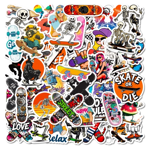 Cool Skateboard Graffiti Aufkleber Wasserdicht PVC Streetwear Schädel Cartoon Decals Für Laptop Skateboard Gepäck DIY Dekor