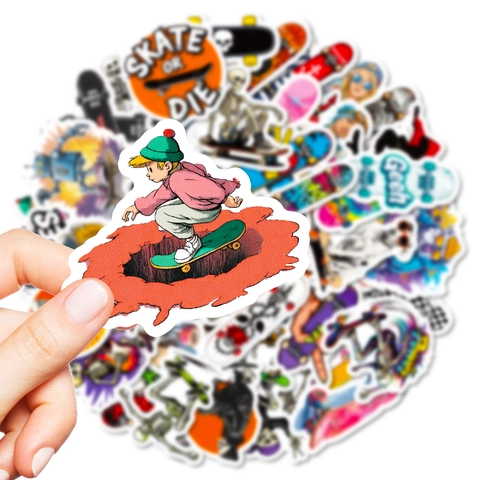 Cool Skateboard Graffiti Aufkleber Wasserdicht PVC Streetwear Schädel Cartoon Decals Für Laptop Skateboard Gepäck DIY Dekor