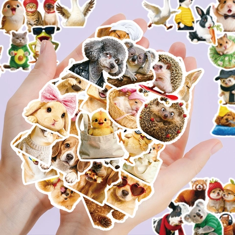 Funny Animal Stickers Waterproof PVC Cute Pets Wearing Sunglasses And Outfits For Scrapbooking Laptop Luggage DIY Decoration