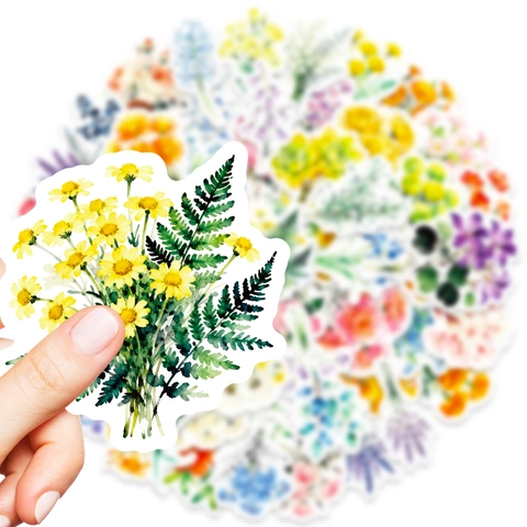 Watercolor Floral Stickers Hand Painted Flower Bouquet Decals For DIY Scrapbooking Journal Notebook Decoration Artistic Stickers