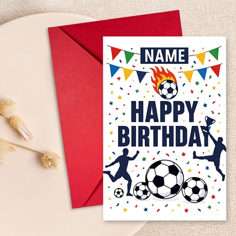 Sport Thema Voetbal Verjaardagskaart Set Met Rode Envelop Gepersonaliseerde Voetbal Wenskaart Voor Man Kleinzoon Verjaardag
