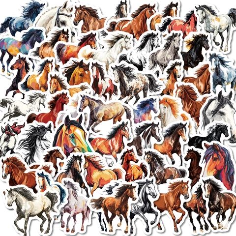 Artistic Horse Decals Oil Painting Style Stallion Animal Stickers For Scrapbooking Hand Account Laptop Luggage Phone Case Decoration