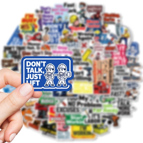 Funny Construction Slogan Stickers Waterproof PVC Industrial Tool Decals For Toolbox Laptop Hard Hat Personalized Material