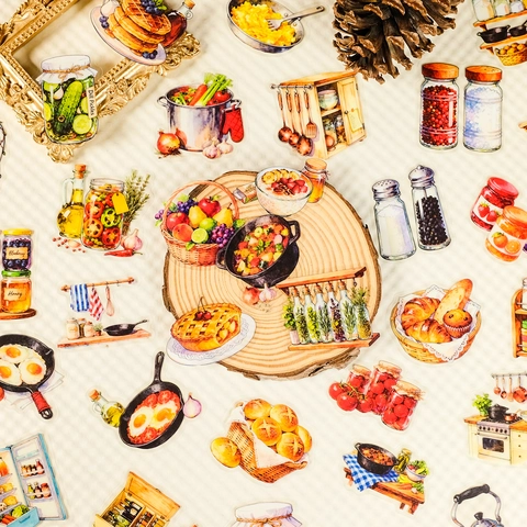 Aquarell Küchenaufkleber PET Handgezeichnet Gourmet Küchenutensilien Dekorative Aufkleber Für Scrapbooking DIY Journaling