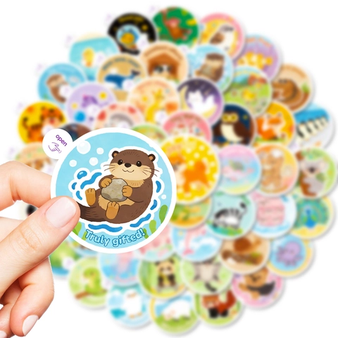 Cartoon Animal Reward Stickers For Kids With Motivational English Quotes Round Self Adhesive Encouragement Stickers For Student School Teacher Classroom Decoration
