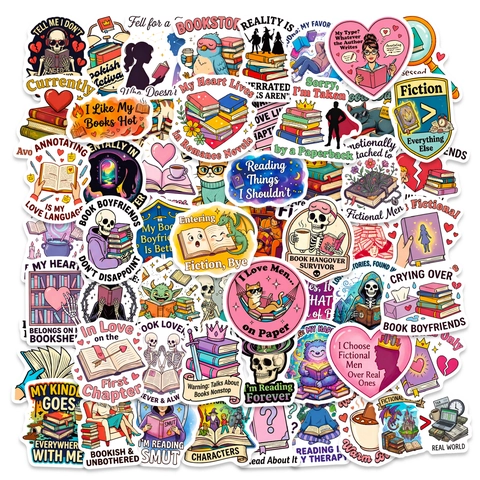 56PCS Cute Reading Stickers For Book Lovers Waterproof Vinyl Bookish Decals For Laptop Scrapbooking Journaling Water Bottles Gift