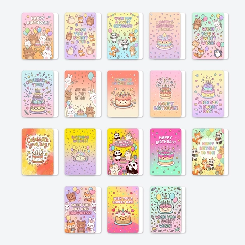 Collection Cartes de Voeux Anniversaire Animaux Dessin Animé Ours Panda Lapin Mini Cartes Pour Fête Anniversaire Cadeau