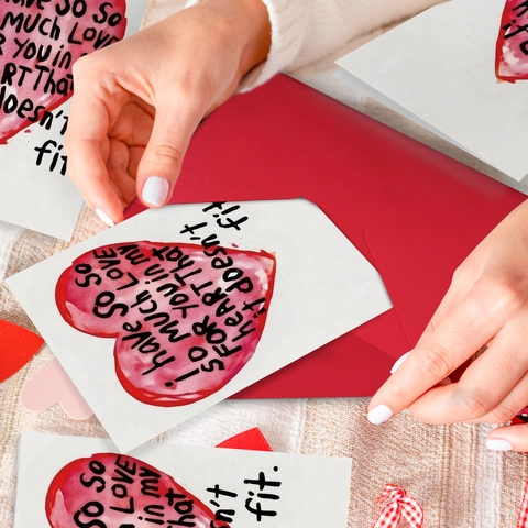 Biglietto Di Auguri Romantico Con Cuore Acquerello E Busta Rossa Per San Valentino Anniversario Matrimonio Regalo Per Coppie