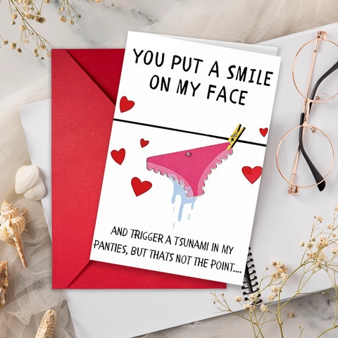 Carte de Vœux Humoristique Coquine pour Adultes Avec Enveloppe Rouge Cadeau Drôle de Saint-Valentin Anniversaire Mariage pour Couples Illustration