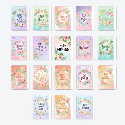 Watercolor Floral Motivational Cards Coated Paper Positive Quotes Encouragement Gift Cards For Daily Office School Decoration