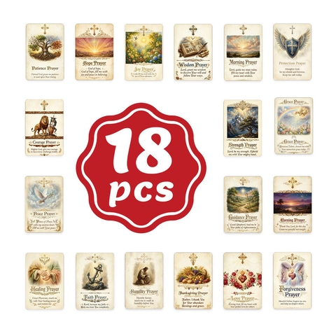 Ensemble de Cartes de Prière Chrétiennes Vintage Collection de Cartes d'Écritures en Papier Couché Avec Graphiques de Croix et de Bible pour la Méditation Quotidienne Cadeau Religieux