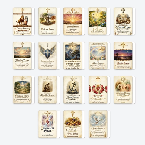 Ensemble de Cartes de Prière Chrétiennes Vintage Collection de Cartes d'Écritures en Papier Couché Avec Graphiques de Croix et de Bible pour la Méditation Quotidienne Cadeau Religieux