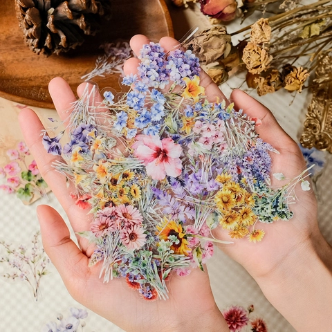 Wasserdichte Transparente PET Blumenaufkleber Aquarellstil Handbemalte Blumendekore Für Scrapbooking Tagebuch Handy DIY Dekoration