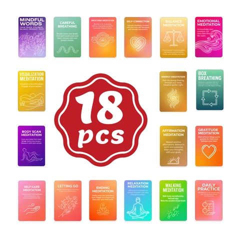 18Pcs Mindfulness Meditation Guidance Cards Daily Relaxation Stress Relief Affirmation Healing Cards For Mental Health Exercise