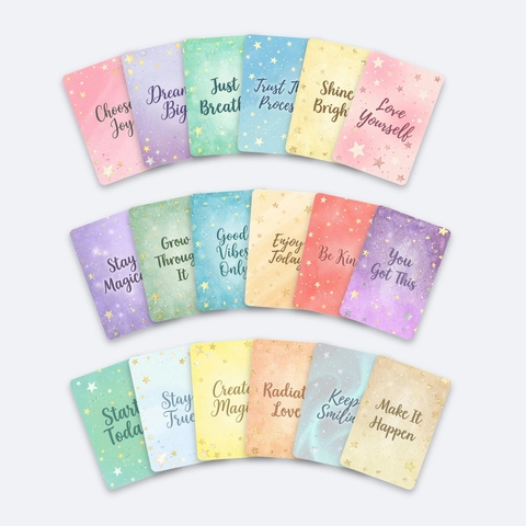 Cartes Inspirantes Multicolore Motif Étoiles Affirmation Positive Citations Cartes École Bureau Décor