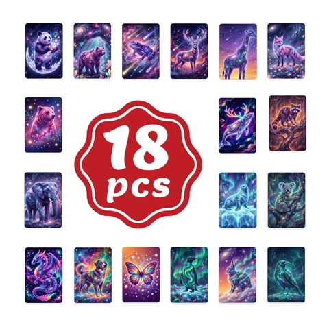 Biglietti di Auguri Artistici Animali Galassia Cielo Stellato Illustrazioni Nebulosa Colorata per Regalo Collezione Decorazione