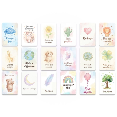 Set di Carte di Affermazione Ispiratrici ad Acquerello Citazioni Quotidiane Positive Stile di Guarigione Regalo Motivazionale per Bambini Adulti