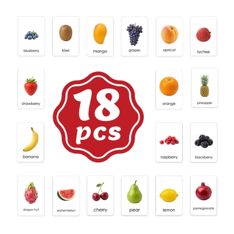 Tarjetas de Vocabulario en Inglés de Frutas Realistas para Niños Pequeños Tarjetas Cognitivas de Aprendizaje Temprano