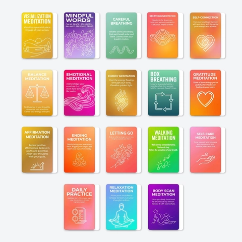18Pcs Mindfulness Meditation Guidance Cards Daily Relaxation Stress Relief Affirmation Healing Cards For Mental Health Exercise