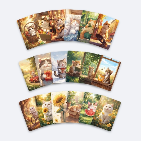 Cute Cat Illustration Decorative Cards Art Paper Warm Life Scene Postcards For Room Wall Decor Scrapbooking Stationery Art Gift