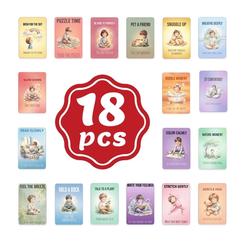 Tarjetas de Afirmación Positiva para Niños Acuarela Atención Plena Meditación Guía Regulación Emocional Tarjetas de Papel Educativas