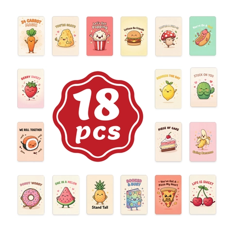 Cartes Vœux Amusantes Jeux Mots Nourriture Illustrations Fruits Aliments Pour Décoration Cadeau