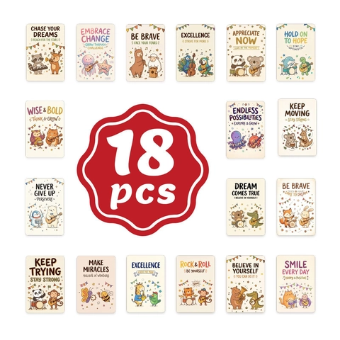 Cartes de Motivation Musicales d'Animaux de Dessin Animé Jolies Cartes de Citations d'Encouragement Positives Style Dessiné à la Main pour Étudiants