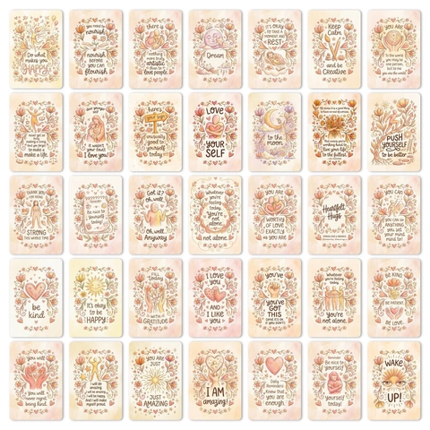Carte di Affermazione Motivazionale Acquerello Disegnate a Mano Per la Cura di Sé Guarigione Emotiva Donna