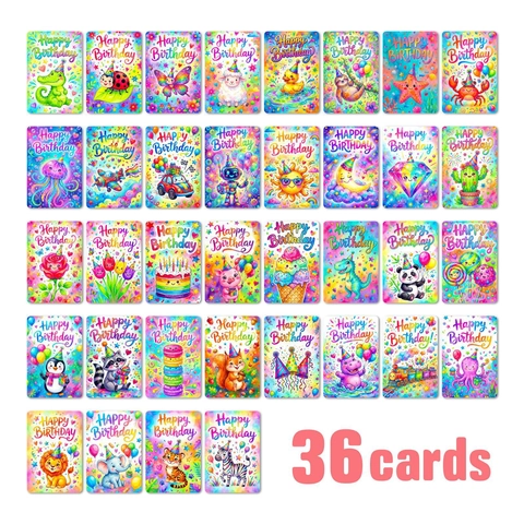 Watercolor Animal Birthday Greeting Cards Hand Drawn Illustration Happy Birthday Cards For Kids Party Celebration Stationery Gift