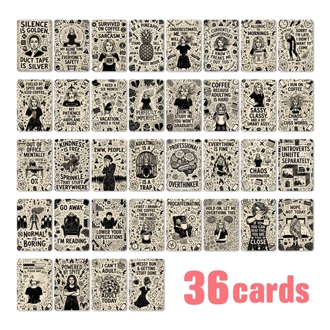 Black Humor Aesthetic Decorative Cards Retro Hand Drawn Manga Self Deprecating Text Office Home Artistic Greeting Cards