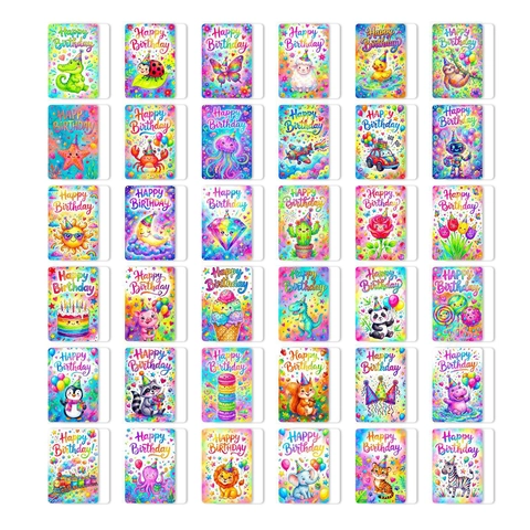 Watercolor Animal Birthday Greeting Cards Hand Drawn Illustration Happy Birthday Cards For Kids Party Celebration Stationery Gift