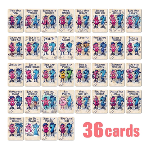 Carte di Affermazione Numerica per Bambini Ispiratrici Numeri Antropomorfi Cartoni Animati Biglietti d'Auguri Flashcard Educative Inglesi per Bambini