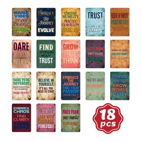 Vintage Distressed Motivational Quote Cards Positive Energy English Phrases Coated Paper Decorative Cards For Office Home Decor