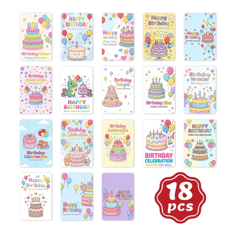 Cartes d'Anniversaire Kawaii Cartoon Motifs Assortis Papier Couché Cartes de Vœux Pour Décoration de Cadeau de Fête