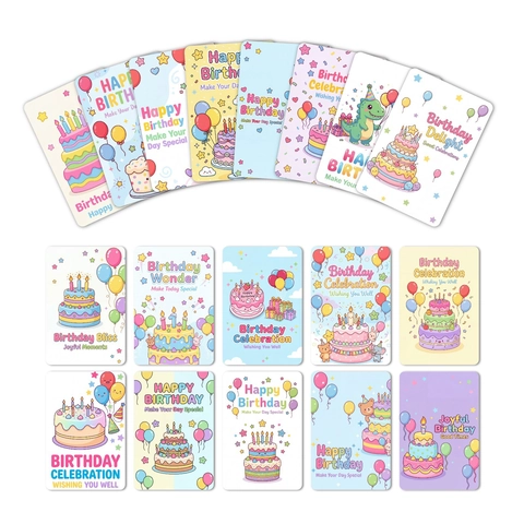 Cartes d'Anniversaire Kawaii Cartoon Motifs Assortis Papier Couché Cartes de Vœux Pour Décoration de Cadeau de Fête