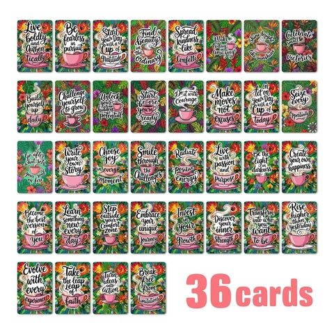 Floral Motivational Affirmation Cards Pink Tea Cup Design Positive Quote Greeting Cards For Women Students Daily Encouragement