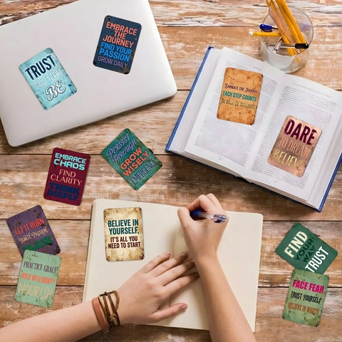 Vintage Distressed Motivational Quote Cards Positive Energy English Phrases Coated Paper Decorative Cards For Office Home Decor
