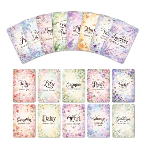 Hand Painted Watercolor Flower Language Cards Copperplate Paper Floral Greeting Cards Gift Tags For Wedding Birthday Decor