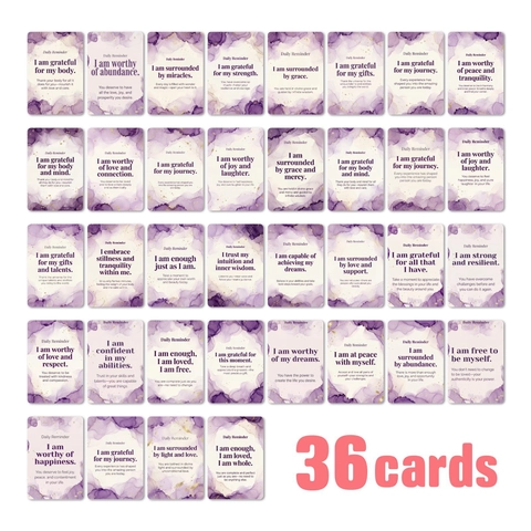 Tarjetas de Afirmación de Recordatorio Diario para Mujeres Acuarela Púrpura Lámina de Oro Tarjetas de Mentalidad Motivadora Positiva Regalo