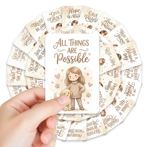 Watercolor Inspirational Encouragement Note Cards With Young Girl And Animal Illustrations For Positive Affirmations Warm Gift