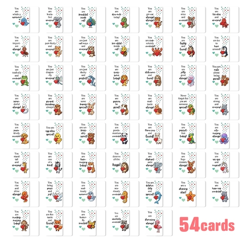 Cartes de Motivation Animaux Dessin Animé Avec Affirmations Positives Cadeau d'Encouragement Notes de Déjeuner Pour Enfants Style