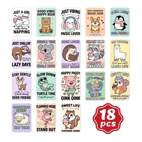 Cartes Décoratives Mignonnes d'Animaux de Dessin Animé Citations Inspirantes Mini Cartes de Vœux pour Déco Scrapbooking