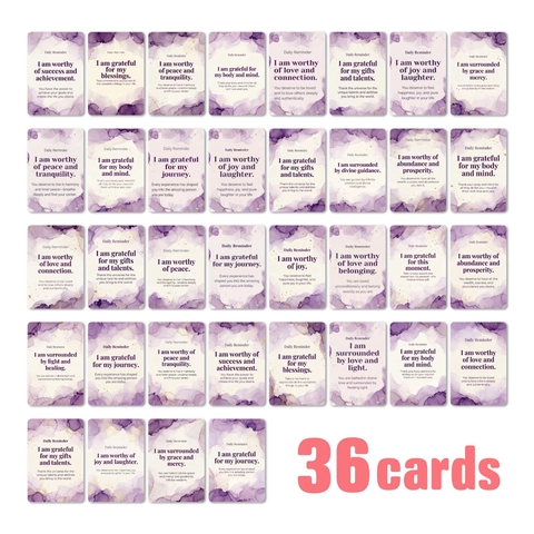 Tarjetas de Afirmación de Recordatorio Diario para Mujeres Acuarela Púrpura Lámina de Oro Tarjetas de Mentalidad Motivadora Positiva Regalo