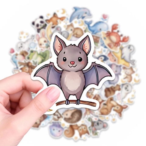 Schattige Cartoon Dieren Stickers Aquarel Stijl Waterdicht PVC Decals Voor Laptop Telefoon Dagboek Scrapbook DIY Decoratieve Schrijfwaren