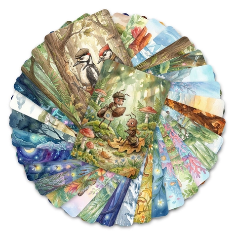 Biglietti di Auguri con Illustrazioni di Animali della Foresta ad Acquerello Stile Natura Decorazione Regalo Bambini