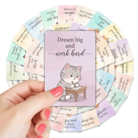 Simpatiche Carte Motivazionali con Gatti Cartone Animato Biglietti di Affermazione Citazioni Positive per Bambini Studenti Regalo