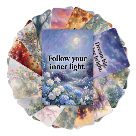 Tarjetas Motivacionales Estilo Impresionista Jardín de Cuentos de Hadas Paisaje Forestal Citas Positivas Tarjetas Inspiradoras Hogar Oficina Regalo