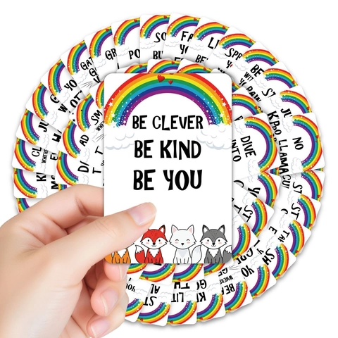 Rainbow Animal Motivational Greeting Cards Set Art Paper Cartoon Inspirational Cards For Kids Students Small Fresh Cards