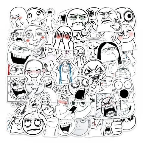 Lustige Abstrakte Linienfigur Aufkleber Wasserdicht PVC Meme Emotionen Abziehbilder Für Laptop Koffer Scrapbook DIY Dekoration