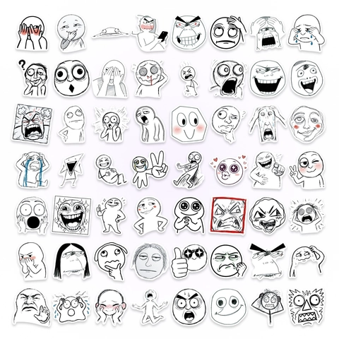 Lustige Abstrakte Linienfigur Aufkleber Wasserdicht PVC Meme Emotionen Abziehbilder Für Laptop Koffer Scrapbook DIY Dekoration